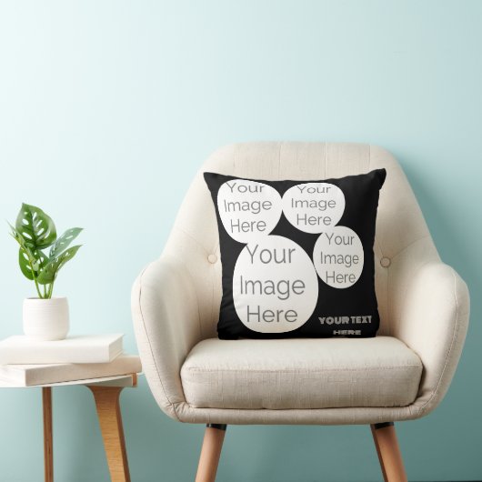 custom Throw Pillow 4 photo text template black Kussen (Stoel)