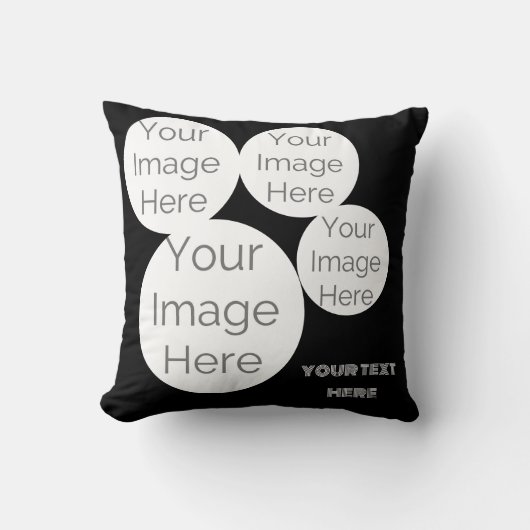 custom Throw Pillow 4 photo text template black Kussen (Voorkant)