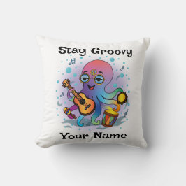 Custom Throw Pillow | Retro Octopus | Name & Text Kussen