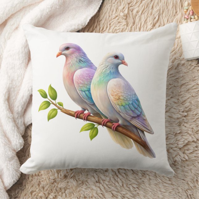 Custom Throw Pillow With Two Pigion Kussen (Deken)