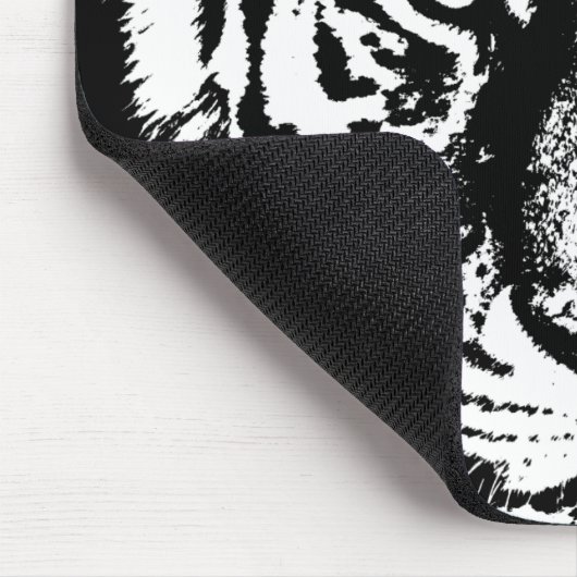 Custom Tiger Head Black en White Pop Art Sjabloon Muismat (Hoek)