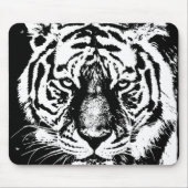 Custom Tiger Head Black en White Pop Art Sjabloon Muismat (Voorkant)