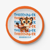 Custom Tiger Threenager Boy's 3e verjaardagsfeestj Papieren Bordje (Voorkant)
