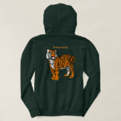 Custom Tijger liefhebber Olive groen voor hem Dier Hoodie (Design achterkant)