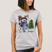 Custom "Tis the Season" Antlered Snowman T-shirt (Voorkant)