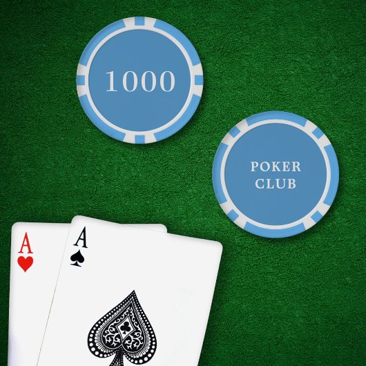 Custom Toernooi Game Value 1000 Lichtblauw Poker Chips