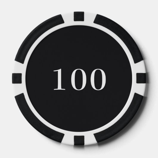 Custom Toernooi Game Value 100 Zwart Poker Chips (Voorkant)