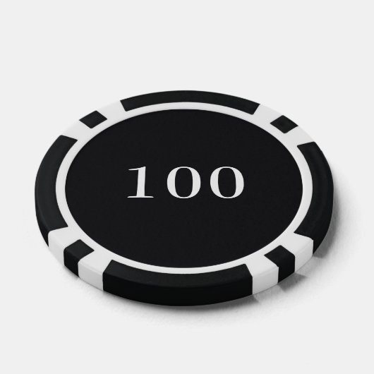Custom Toernooi Game Value 100 Zwart Poker Chips (Enkel)