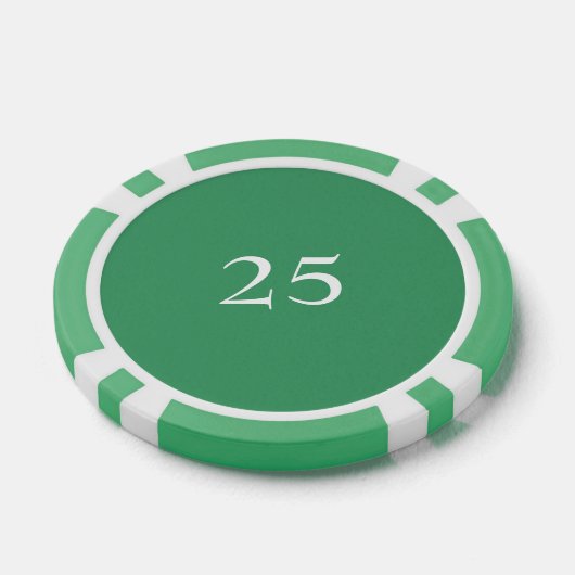 Custom Toernooi Game Value 25 Groen Poker Chips (Enkel)