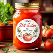 Custom Tomato Hot Salsa label met  stijl