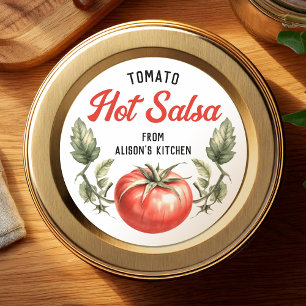 Custom Tomato Hot Salsa label met stijl