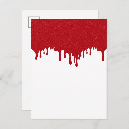 Custom Tomato Red Drip Gloss Announcement Postcard Aankondigingskaart (Voorkant / Achterkant)