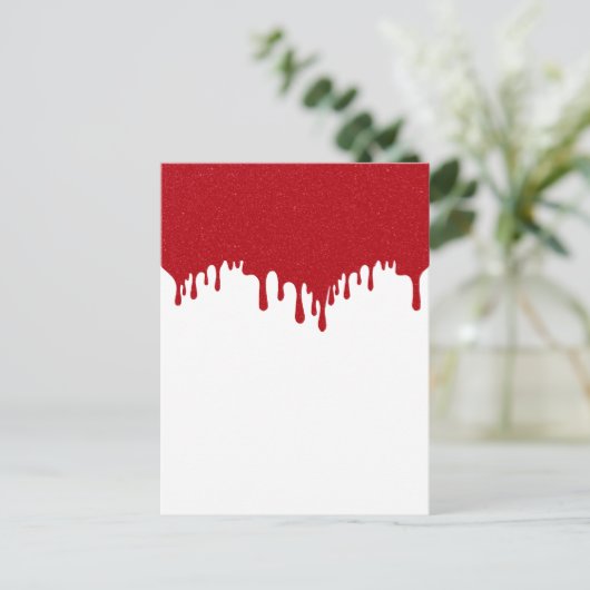 Custom Tomato Red Drip Gloss Announcement Postcard Aankondigingskaart (Staand voorkant)