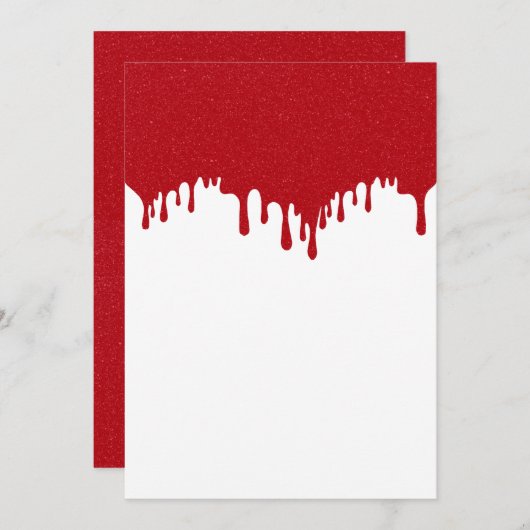 Custom Tomato Red Drip Noise Flat Card Save The Date (Voorkant / Achterkant)