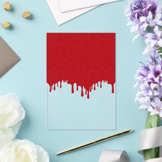 Custom Tomato Red Drip Top Acrylic Invitation Acryl Uitnodigingen (Insitu (Huwelijk))