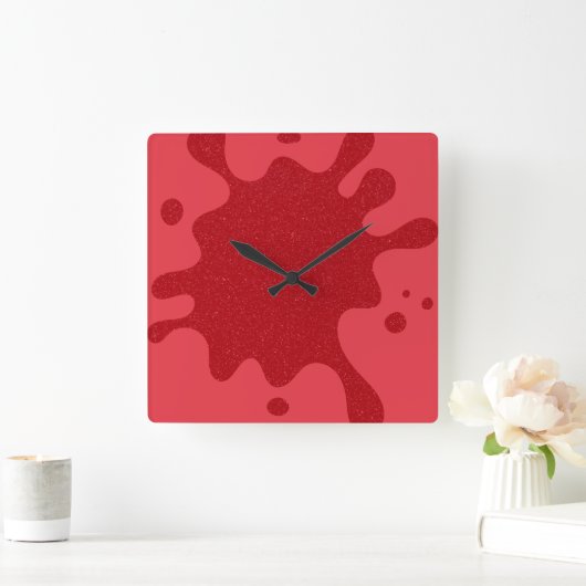 Custom Tomato Red Ink Splash Wall Clock Vierkante Klok (Huis)