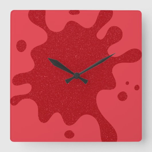 Custom Tomato Red Ink Splash Wall Clock Vierkante Klok (Voorkant)