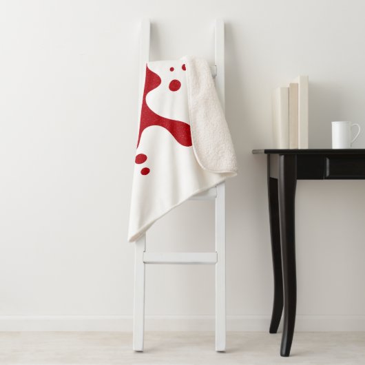 Custom Tomato Red Splash Blanket – White Base Sherpa Deken (In situ)
