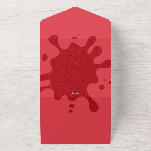 Custom Tomato Red Splash Seal & Send Invite All In One Uitnodiging (Buitenkant)