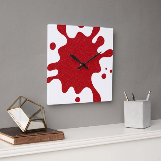 Custom Tomato Red Splash White Wall Clock Vierkante Klok (Kantoor)