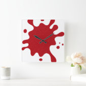 Custom Tomato Red Splash White Wall Clock Vierkante Klok (Huis)
