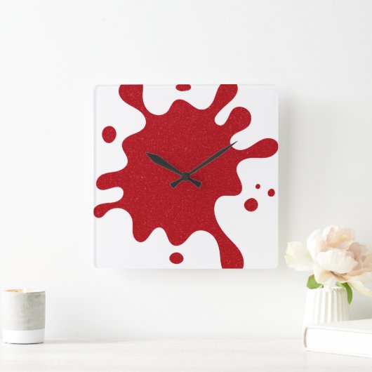 Custom Tomato Red Splash White Wall Clock Vierkante Klok (Huis)