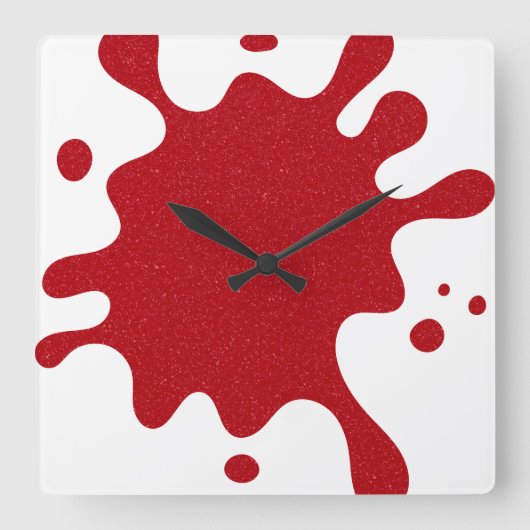 Custom Tomato Red Splash White Wall Clock Vierkante Klok (Voorkant)
