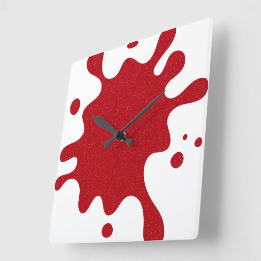 Custom Tomato Red Splash White Wall Clock Vierkante Klok (Hoek)