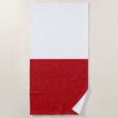 Custom Tomato Red & White Split Beach Towel Strandlaken (Voorkant)