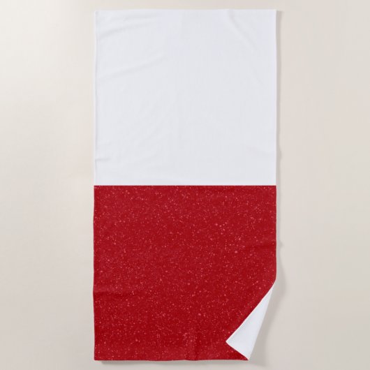 Custom Tomato Red & White Split Beach Towel Strandlaken (Voorkant)