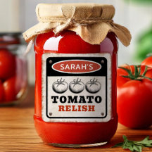 Custom Tomato Relish label met grunge teken