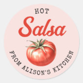 Custom Tomato Salsa Canning label in roze (Voorkant)