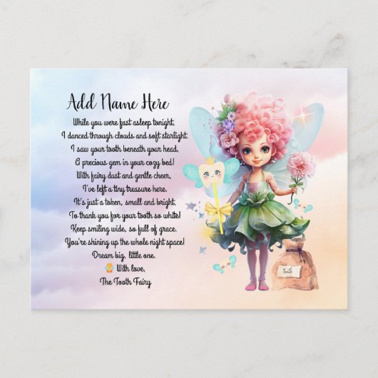 Custom Tooth Fairy Briefkaart voor kinderen (Voorkant)