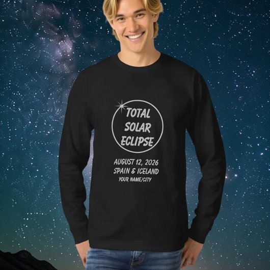 Custom Total Solar Eclipse 2026 Spain Iceland T-shirt