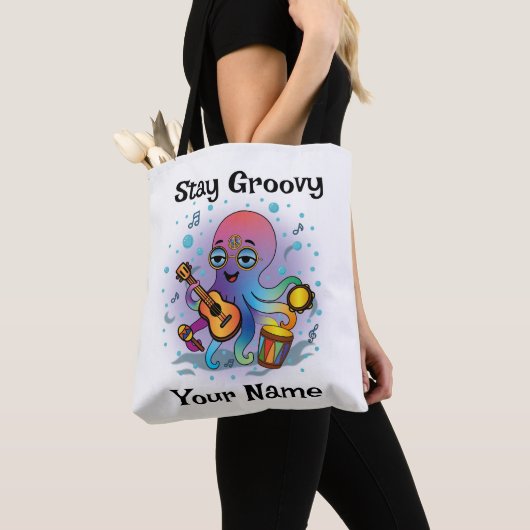 Custom Tote Bag | Retro Octopus | Name & Text (Dichtbij)