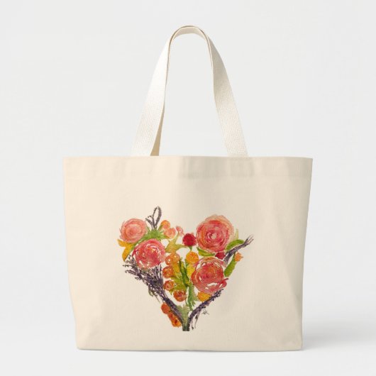 Custom Tote Bag with watercolor heart (Voorkant)