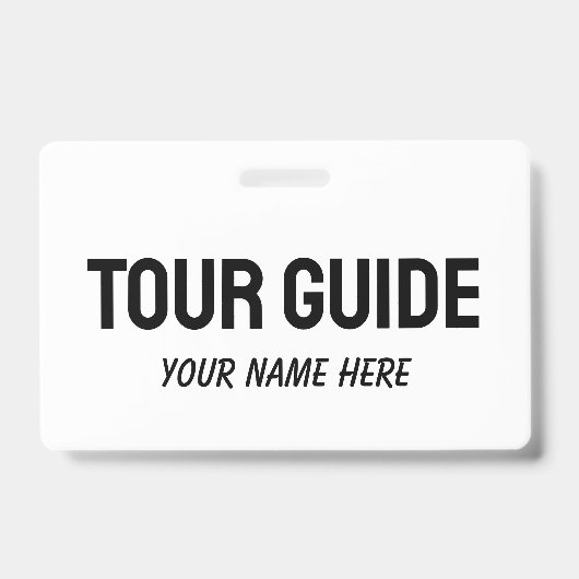 Custom tour guide name badge with clip or string (Voorzijde)