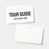 Custom tour guide name badge with clip or string (Voor- en achterkant)