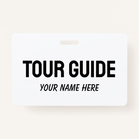 Custom tour guide name badge with clip or string (Voorkant)