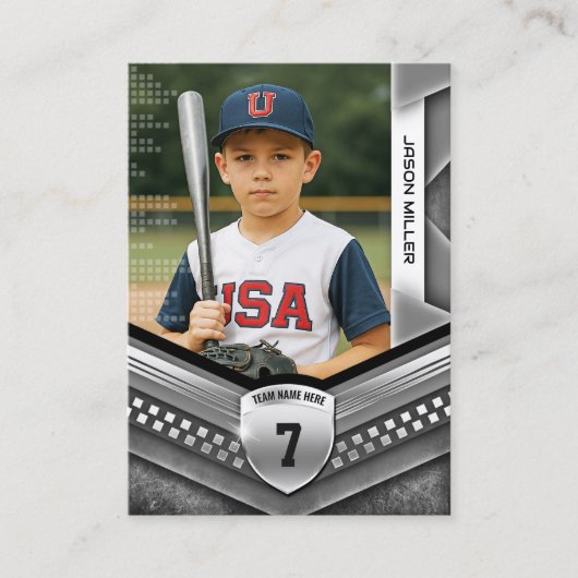 Custom Trading Kaart, Zwart Zilveren Sport Sjabloo Contactkaartje (Voorkant)