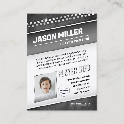 Custom Trading Kaart, Zwart Zilveren Sport Sjabloo Contactkaartje (Achterkant)