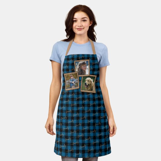 Custom Traditional Blue Black Buffalo Check Plaid Schort (Gedragen)