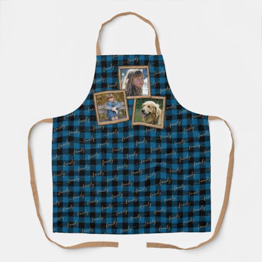 Custom Traditional Blue Black Buffalo Check Plaid Schort (Voorkant)