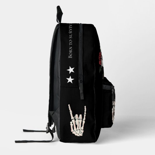 Custom Traditional Skull tattoo Red Roses Zwart Bedrukte Rugzak (Links)