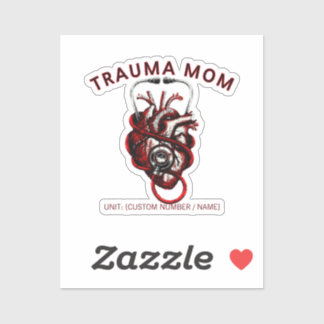 Custom Trauma Nurse Mom Anatomical Heart  Sticker