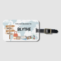 Custom Travel Bag Label - Werk, Reizen, Opslaan, H