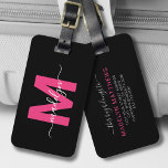 Custom Traveler Roze Initiaal Naam Monogram Bagagelabel<br><div class="desc">Creëer Uw eigen stijlvolle elegante aangepaste wereldreiziger roze Initiaal naam Monogram Bagagelabel. Dit chique en stijlvolle bagagelabel voegt een verfijnd tintje toe aan elke reiservaring, waardoor het de perfecte accessoire is voor de wereldreiziger of voor iedereen met een serieus hoesje van reislust. Aan de voorzijde toont het ontwerp een uniek...</div>