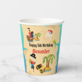 Custom Treasure Map Boy Pirate Birthday Party Papieren Bekers (Achterkant)