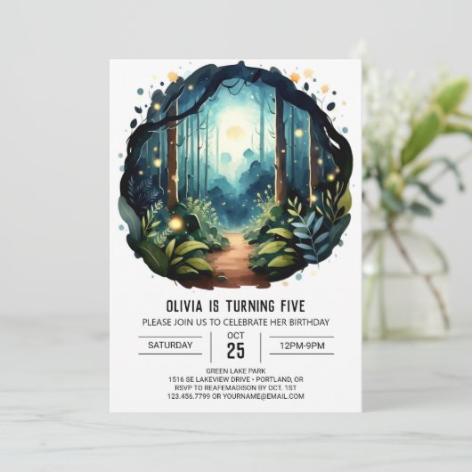 Custom Tree Enchanted Woodland Verjaardag Kaart (Staand voorkant)