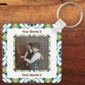 Custom Tree Green Winter Blauw Kerstfoto Tekst Sleutelhanger (Achterkant)
